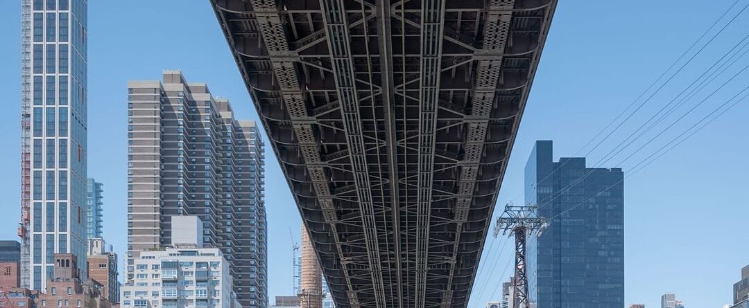 THE BRIDGE. Queensboro Bridge view towards Manhattan from Roosevelt Island, NYC….