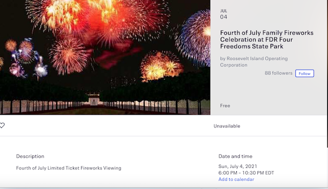 RIOC Says Roosevelt Island FDR Park July 4 Fireworks Celebration Viewing Tickets Limited Due To Health & Public Safety Concerns And They Do Not Reserve Tickets For Staff- No Answer Why Residents Were Not Given Ticket Priority As In Past Years And If Tickets Are Distributed Through Other Sources