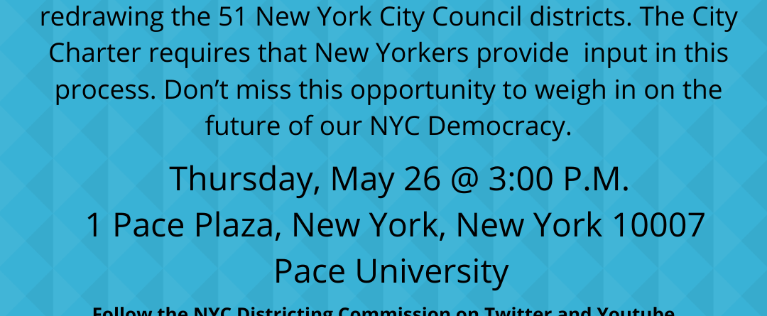 “We want you…” to testify in NYC Districting – Julie Menin
