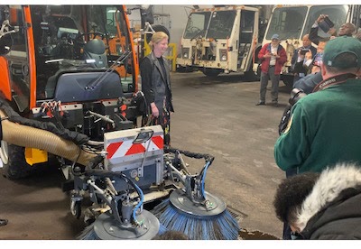 Roosevelt Islander Online: NYC Sanitation Commissioner Jessica Tisch Unveils Brand New Bike Lane Sweeper And Plow To Be Deployed Beggining In July For All Protected Bike Lanes